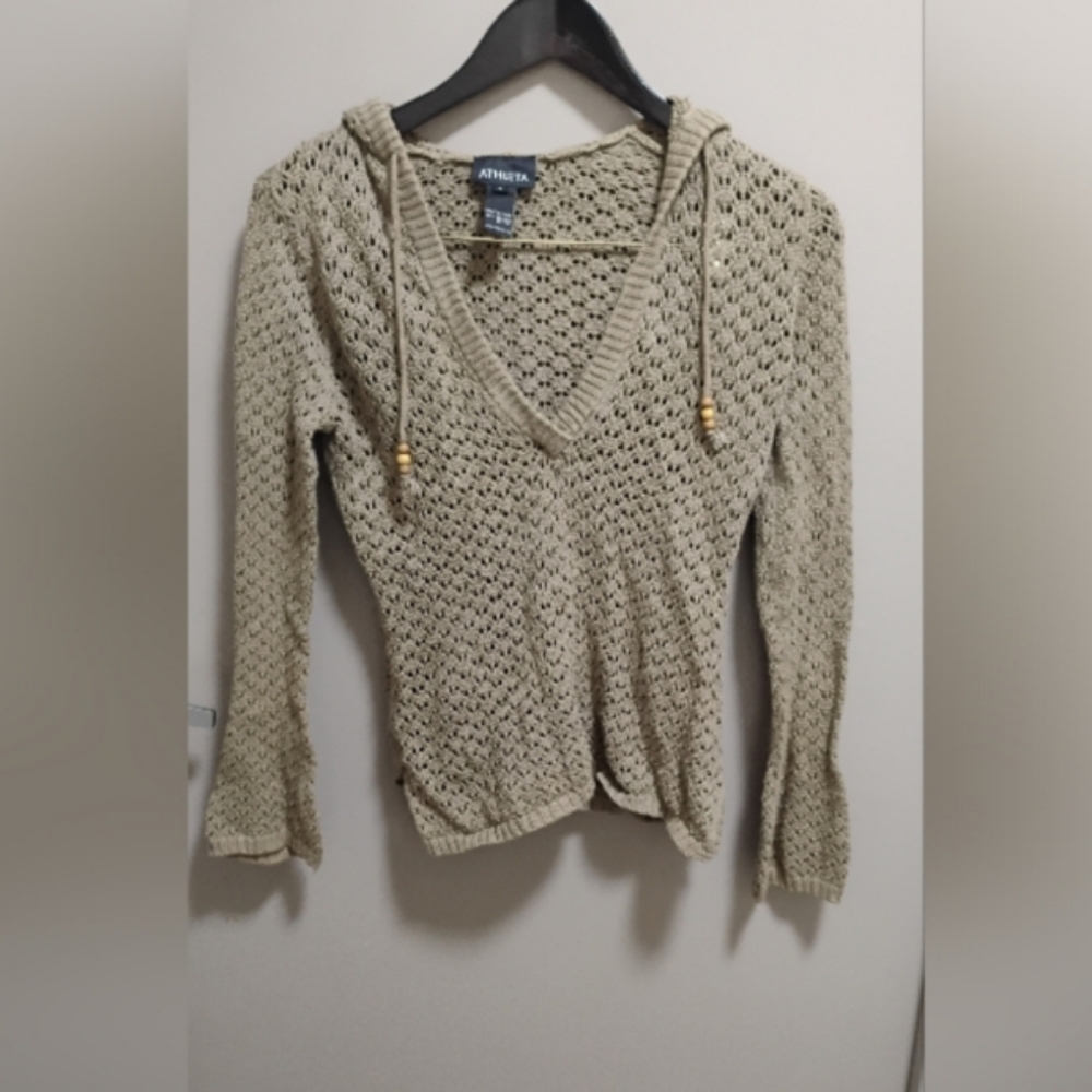 Athleta Sundial Crochet Y2K Hoodie Organic Cotton Sz S